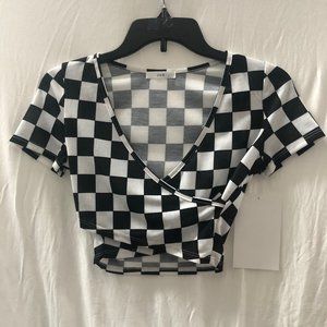 J&G check wrap crop top